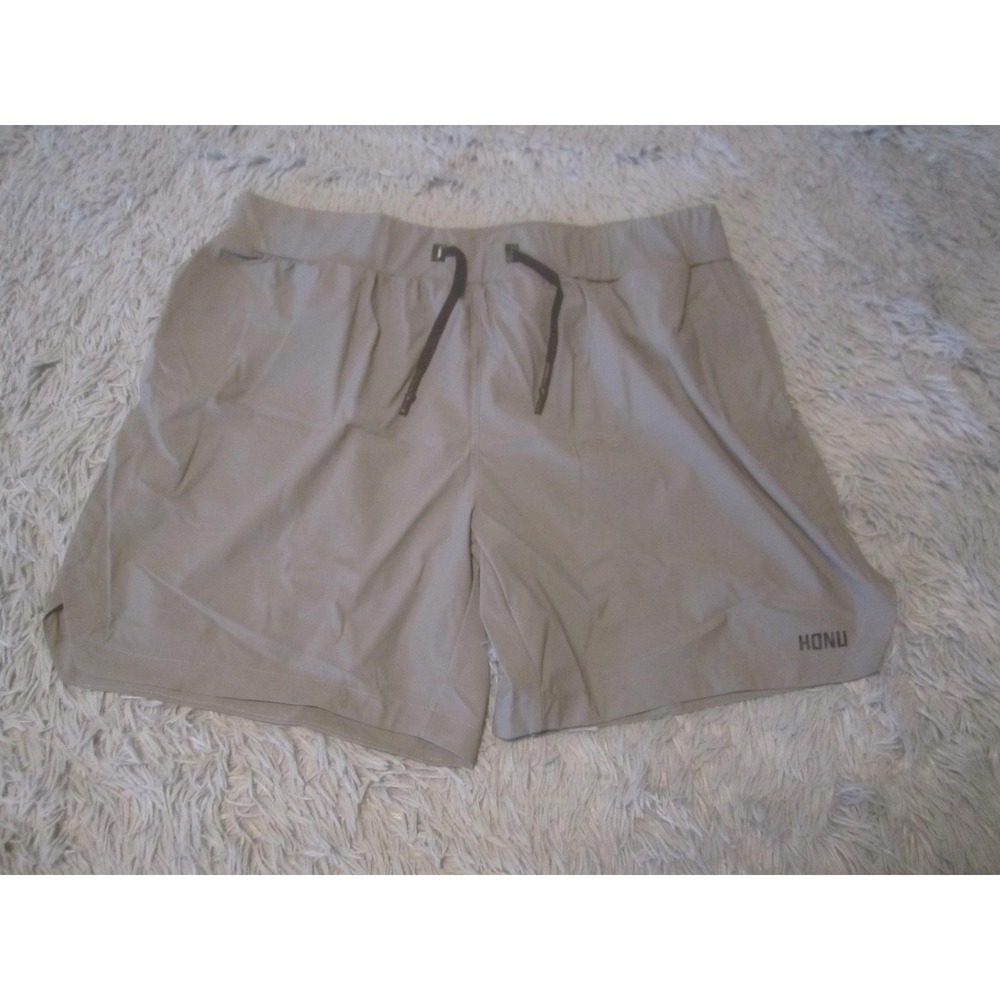 HONU Shorts Mens 2XL Gray Solid Swim Trunks Drawstring Elastic Waist Stretch